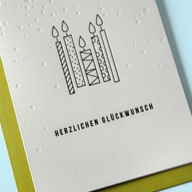 Geburtstagskerzen - KLAPPKARTE MIT BRIEFHÜLLE CHARTREUSE